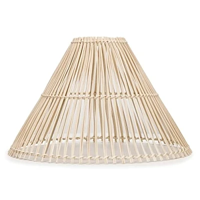 Image of MiniSun Modern Easy Fit Natural Rattan Wicker Tapered Living Room Bedroom Ceiling Pendant Light Shade + LED Bulb