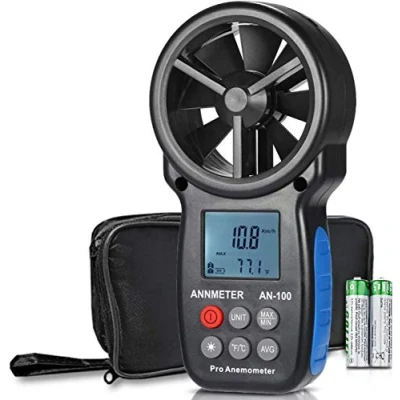 Image of Digital Anemometer,Handheld Wind Speed Meter,Airflow Gauge Measures Velocity Temperature for HVAC CFM,Weather Tester with Chill Backlight
