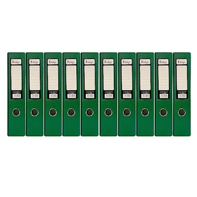Image of indigo® Premium A4 Office Lever Arch File Durable, Organized Storage (FSC Certified, Green, 70mm Spine Pack of 10)