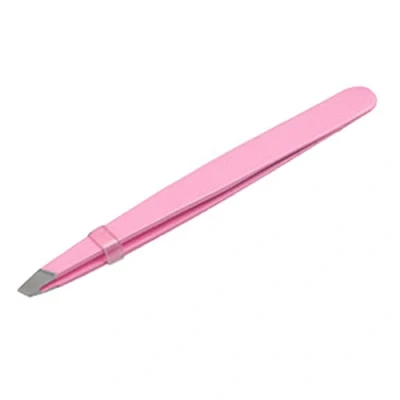 Image of Gemini_mall® Eyebrow Tweezers Slant Tip Stainless Steel (Pink)