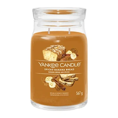 Image of Yankee Candle Signature Scented Spiced Banana Bread Large Jar with Double Wicks Soy Wax Blend Long Burning Perfect Gifts for Women