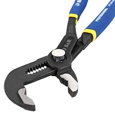 Image of S&amp;R Water Pump Pliers, Groove Joint Pliers with Quick Adjustment Mechanism 300 x 40 mm, CR V, Double Coated Handles