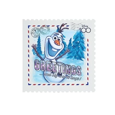 Image of UK Greetings Disney 100 Card For Him/Her/Friend With Envelope Frozen Stamp Design, Olaf