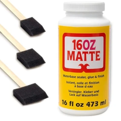 Image of Mod Podge CS11302 16 oz Matte Waterbase Sealer, Glue and Finish, Clear with 3 Foam Brushes