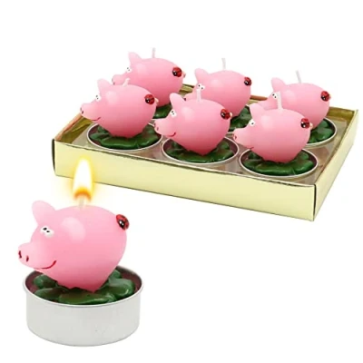 Image of Dekohelden24 W 10016471 Lucky Pigs Tea Light Set of 6 Dimensions Each Pig 4 x 5 cm