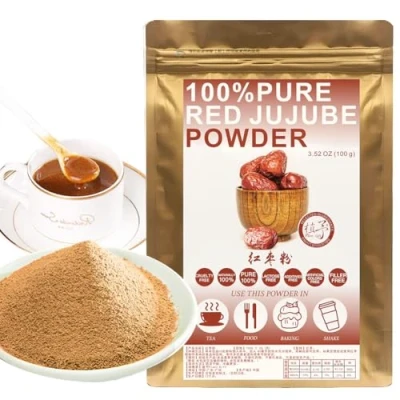 Image of Plant Gift 100% Pure Jujube Powder 红枣粉 Natural Powder, Great Flavor for Drinks, Smoothie, Yogurt, Baking, Cookies, Cakes and Beverages, Non GMO No Filler, additives 100G/3.25oz