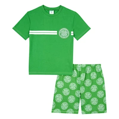 Image of Celtic F.C. Boys Pyjamas Short PJs Set, Ages 3 to 15 Years Old, Official Merchandise (3 4 Years) Green