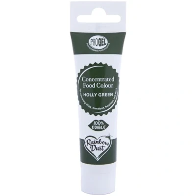 Image of Rainbow Dust ProGel® Concentrated Food Colour, Holly Green Colouring Gel For Baking and Cake Decorating, 25g Tube