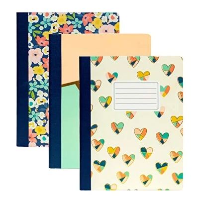 Image of Pukka Pad, Carpe Diem Composition Notebooks 48 Pack of Journals Featuring 140 Pages College Ruled 80GSM Paper with Sturdy Cover Stock 9.75 x 7.5in Floral Love