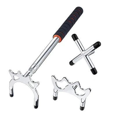 Image of Angeer Billards Cue Stick Bridge,Retractable Pool Rest Stick,Extension Snooker Cues Bridge with Brass Head,Snooker Accessories for Snooker, Game, Competition (Bridge Three Head)