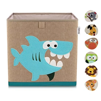 Image of LIFENEY Children&#039;s Storage Box with Shark Motif, Toy Animal Suitable for Cube Shelves, Organiser the Room, Basket Children