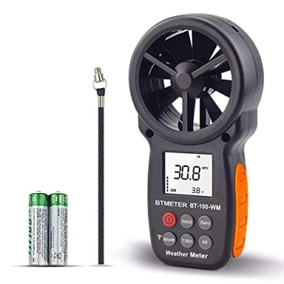 Image of BTMETER Digital Anemometer Barometer Handheld, for Wind Speed Temperature Chill Tester w/Humidity, Altitude, Barometric Pressure Meter Climbing Drone HVAC CFM BT 100WM