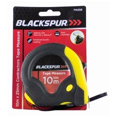 Image of Yellow Dual Blade 10m x 25mm Retractable Tape Measure By Blackspur