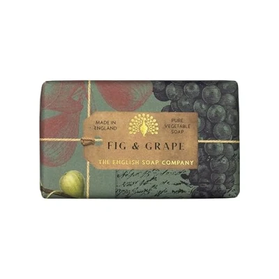 Image of The English Soap Company Anniversary Wrapped Bar, Fig Shea Butter Moisturising Bar for Face and Body, Grape Scent 190g