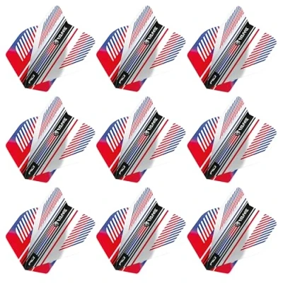 Image of RED DRAGON Yin Yang Double Sided Red, White &amp; Blue Standard Dart Flights 3 Sets Per Pack (9 in total)
