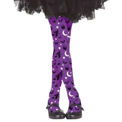 Image of Fiestas Guirca Pair of Opaque Purple Witch Tights 3 6 Years Special Halloween Decoration Theme(s):