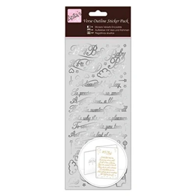 Image of Anitas Outline Stickers, Verses, Baby Boy, Silver, For Scrapbooking, Card Making, Kids Play, Homework, Art, Craft, Embelish, Decorative, Paper, Card, Glass, Metal, Plastic, Foam