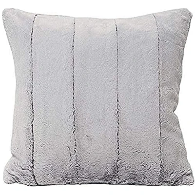 Image of Riva Paoletti Empress Square Filled Cushion Super Soft Faux Fur Reversible Zip Closure Machine Washable 100 Case (18&quot; x 18&quot; inches), Polyester, Grey, 45 45cm