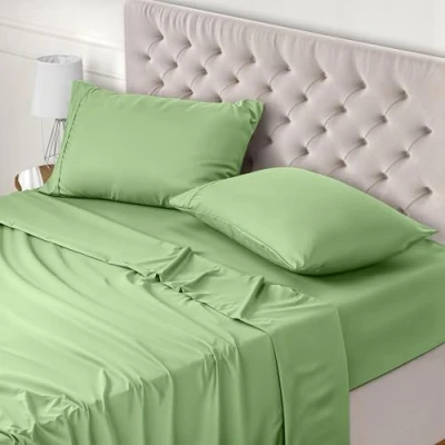 Image of Utopia Bedding Bed Sheet Set King, Sage, 4 Piece Fitted Sheet, Flat with 2 Pillow Cases 50x75 Wrinkle, Shrinkage and Fade Resistant Soft Brushed Polyester Microfiber Fabric