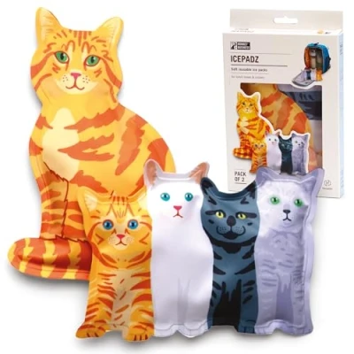 Image of Monkey Business Icepadz Soft Ice Pack Set, 2 Reusable Packs for Baby Bottles and Breast Milk, Slim Cooler Lunch Box (Kitty)