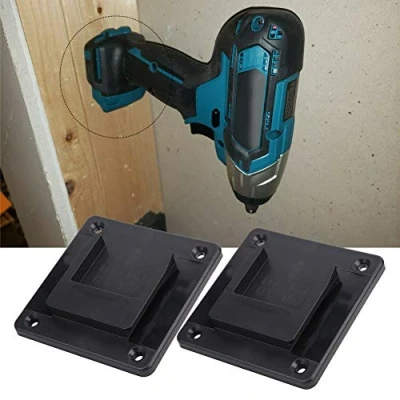 Image of Electric Tool Holder, 2Pcs Machine Holder Wall Mount Storage Bracket Fixing Devices Fit for Makita 18V and Bosch Drill(Black )