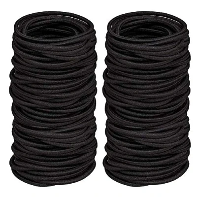 Image of 100 PCS Elastic Hair Bands, 2mm Ties Ponytail Holders, Bulk No Metal Gentle Elastics for Women Men Girls Kids (Black)