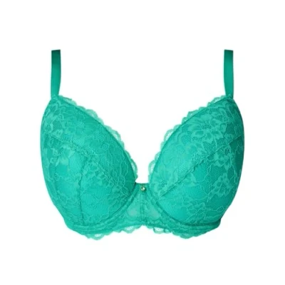 Image of Ann Summers Sexy Lace Padded Plunge Bra, A D Cup, Curve Enhancing Womens Underwear with Cups &amp; Underwire, Removable Mini Pads for Smaller Sizes, Adjustable Straps Green Lingerie