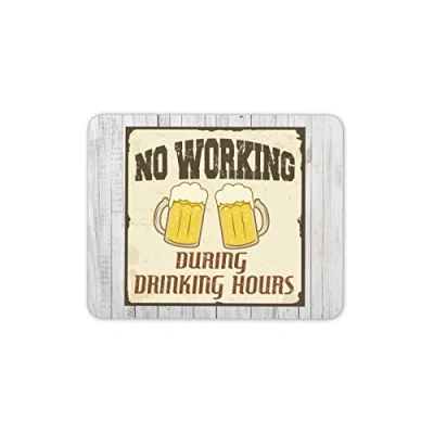 Image of Destination Vinyl Ltd Work and Beer Mouse Mat Pad Funny Joke Office Dad Fun Gift PC Computer #4200