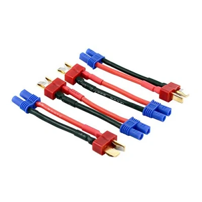 Image of OliRC 4pcs T Plug Deans Style Male to EC2 Female Connector Adapter with 5cm 16awg Wire(C38 4)