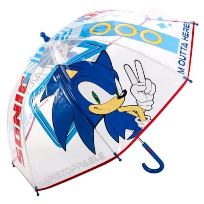 Image of Cerdá Sonic the Hedgehog Dome Umbrella for Kids Childrens Boys Girls Brolly with Safety Opening