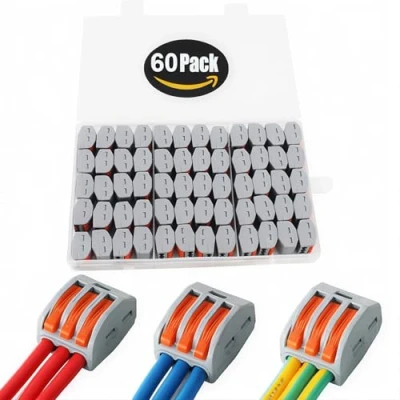 Image of CESFONJER Lever Nut Connector Assortment Conductors 60pcs Compact Wire Connectors 222 413.