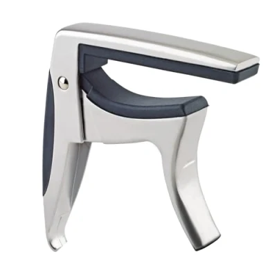 Image of K&amp;M 30910 Capo Matte Chrome Plated for Classical Guitars with Straight Fingerboard Easy One Handed Operation