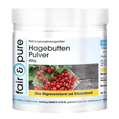 Image of Fair &amp; Pure® Rosehip Powder 400g Pure, Without additives Natural Source of Vitamin C Highly dosed and bioavailable German Quality Production