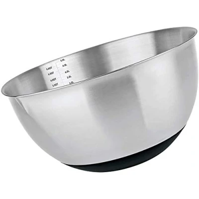 Image of MGE Stainless Steel Anti Slip Mixing Bowl Deep with Silicone Base Kitchen Non Measuring Display Inside 22 cm