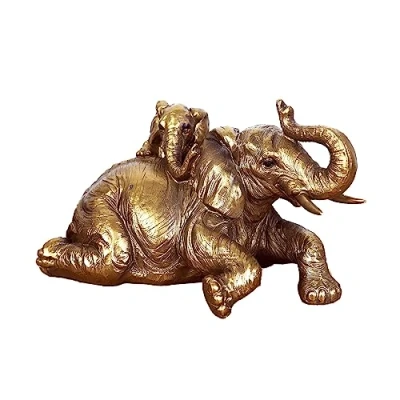 Image of Rustic Bronzed Elephant And Calf Ornament From Leonardo Collection Gift Boxed