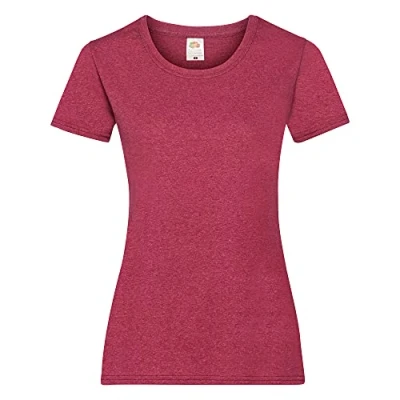 Image of Fruit of the Loom Ladies/Womens Lady Fit Valueweight Short Sleeve T Shirt (XL) (Vintage Heather Red)
