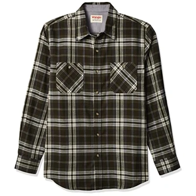 Image of Wrangler Authentics Men&#039;s ZHESP3N Button Down Shirt, Blue Nights Plaid, XXL
