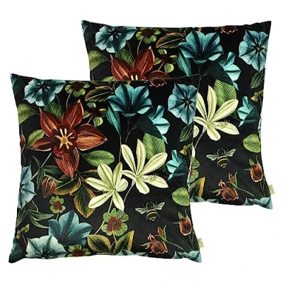 Image of Evans Lichfield Midnight Garden Feather Filled Cushions Twin Pack