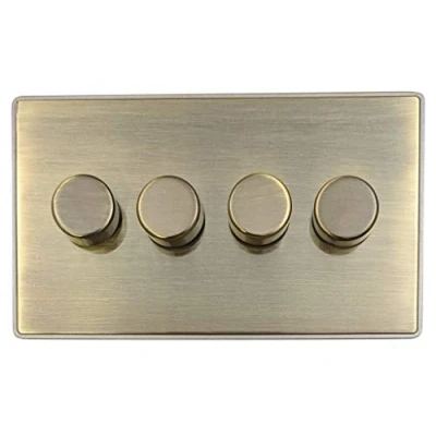Image of Screwless Antique Brass LED Dimmer Switch (4 Gang) LAB514