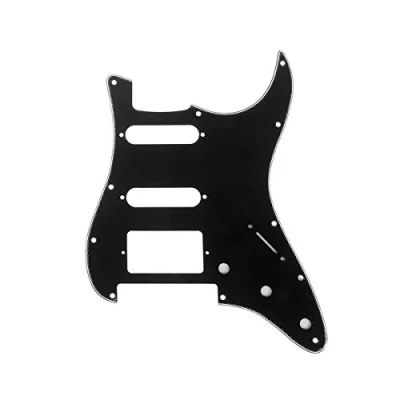 Image of Musiclily Pro 11 Hole HSS Strat Pickguard Modern Style Scratch Plate for American/Mexican Fender Stratocaster Floyd Rose Bridge Cut Electric Guitar, 3Ply Black