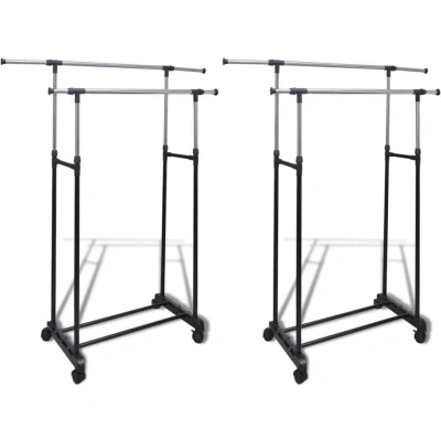 Image of vidaXL Adjustable Clothes Racks 2 pcs Hanging Rails