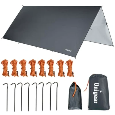 Image of Unigear Hammock Rain Fly Tent Tarp 300cm x 300/400/500cm,Portable Lightweight Waterproof Windproof Snowproof Camping Shelter for Snow Sunshade Outdoor Travel