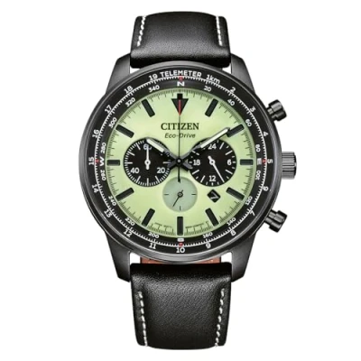 Image of CITIZEN Men Chronograph Eco Drive Watch with Leather Strap CA4505 21X