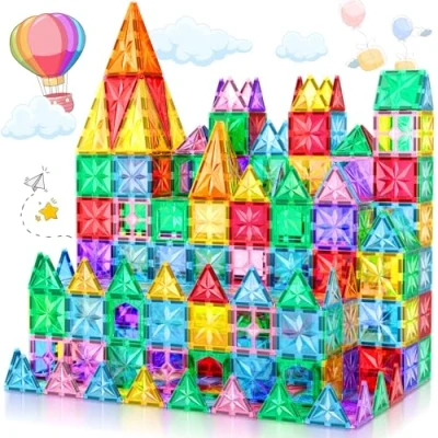 Image of Lovchil Magnetic Tiles for Toddlers, Building Blocks Kids, Magnets Preschool Learning Educational Creativity Construction Montessori Toys Set 3 4 5 6 7 8 Years Old Boys Girls 42pcs