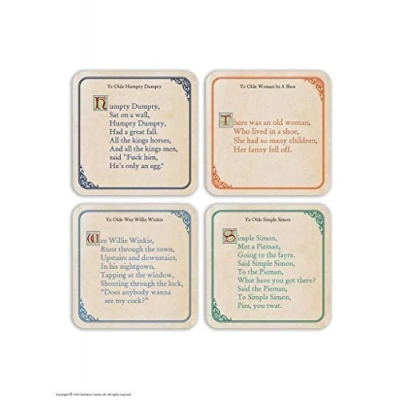 Image of Brainbox Candy Funny Rude Offensive &#039;Rotten Rhymes&#039; Coasters 4 Pack
