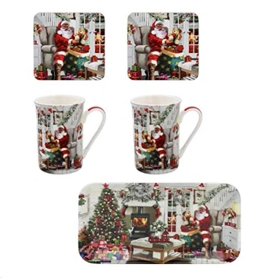 Image of The Leonardo Collection LP52039 Christmas Macneil Santa 5 Piece Set, Multicolour, 30x17x11cm