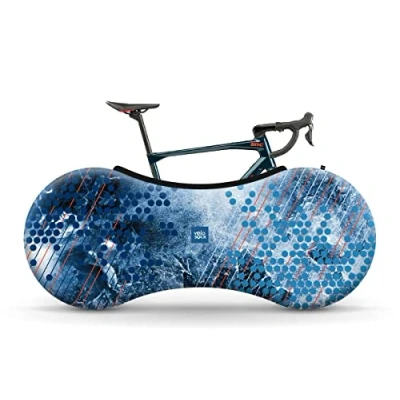 Image of Velo Sock Bicycle Indoor Cover for Storage and Transportation, Stretchy Dirt Proof Fabric, Bike Travel Protection Iced Bubbles