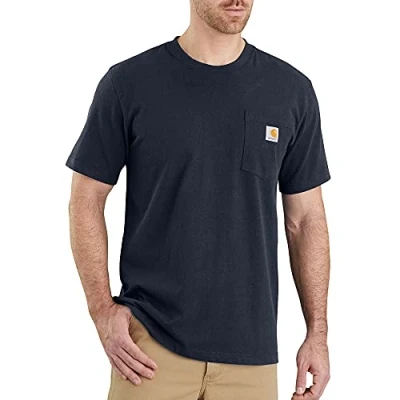 Image of Carhartt Men&#039;s Relaxed Fit Heavyweight T Shirt (Big &amp; Tall) Work Utility, Navy, XXXL