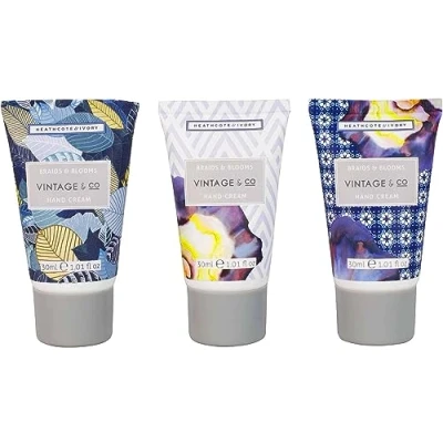 Image of Vintage &amp; Co Beauty Braids Blooms Hand Cream Trio Gift Set Enriched With Shea Butter Cruelty Free Vegan Friendly Travel Sizes 3 x 30ml