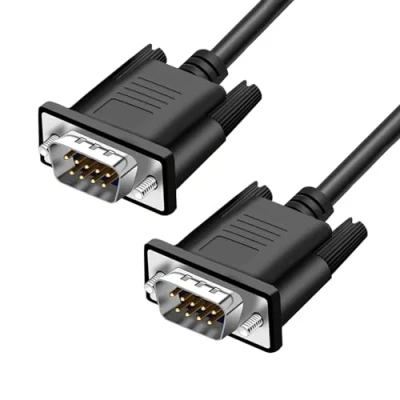 Image of YIOVVOM DB9 RS232 Serial Extension Cable Male to 9 pin Cord Straight Through Connector Black 5FT